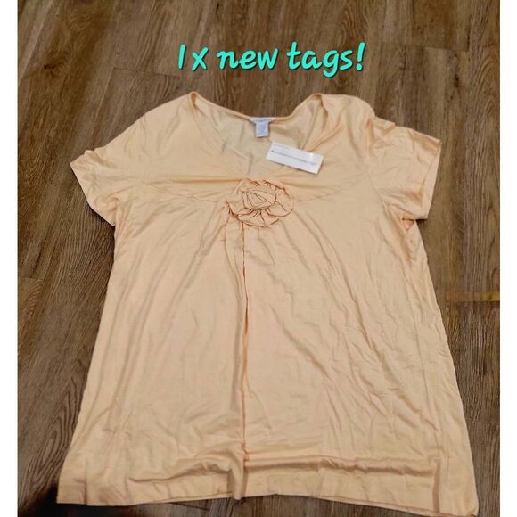 Boho cottage soft rosette tshirt top 1x plus size nwt Silhouettes - Picture 1 of 7